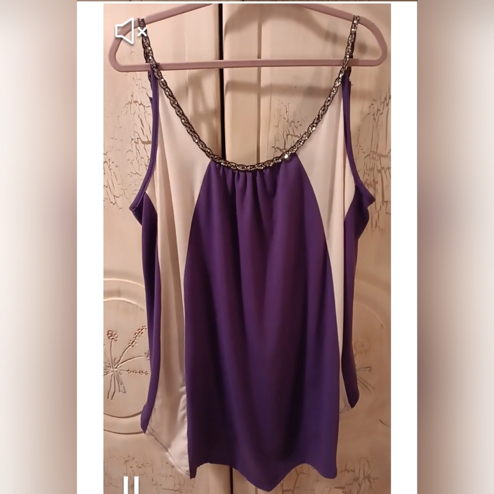 Lovely Purple with Sequined Neckline Top